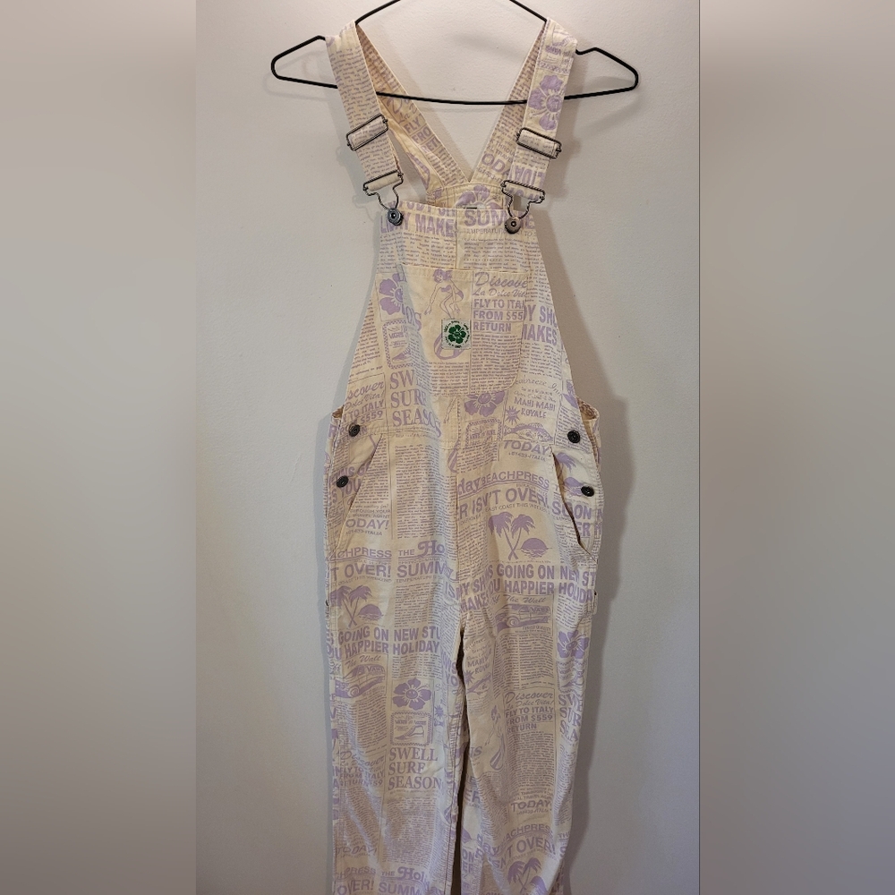 VAN’S Jeans Overalls Newspaper Purple Cream Surfer - XSmall
